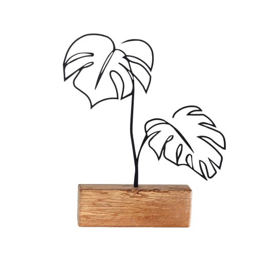 Elegant Black Decorative Object, 100% Metal & Wood, 17x30x3.5 cm