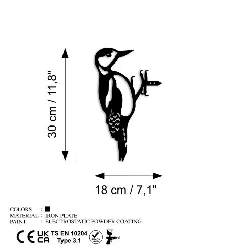 Hand-Painted Black Decorative Object, 18 x 30 cm | 100% Metal, No Assembly Required, Unique Design