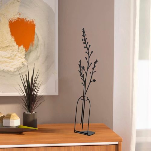 Elegant Black Metal Decorative Object | 12 x 45 cm | 100% Metal