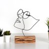 Elegant Black Decorative Object, 100% Metal & Wood, 17x31cm