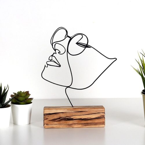 Elegant Black Decorative Object, 100% Metal & Wood, 17x31cm