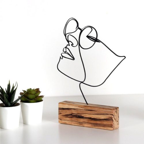 Elegant Black Decorative Object, 100% Metal & Wood, 17x31cm