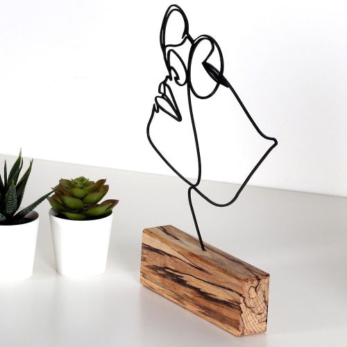 Elegant Black Decorative Object, 100% Metal & Wood, 17x31cm