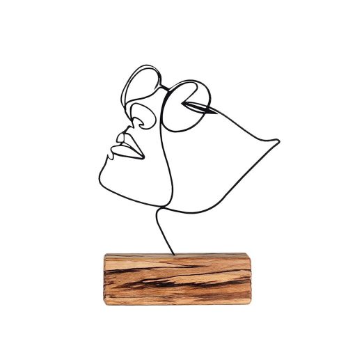 Elegant Black Decorative Object, 100% Metal & Wood, 17x31cm