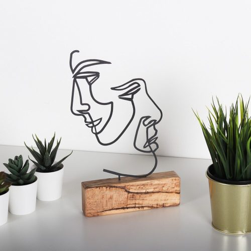 Elegant Black Decorative Object, Metal & Wood, 17x38cm