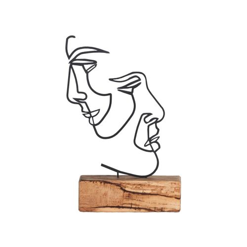 Elegant Black Decorative Object, Metal & Wood, 17x38cm