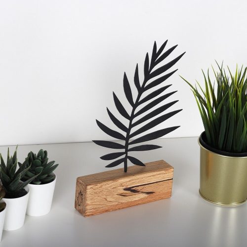 Elegant Black Decorative Object, Metal & Wood, 17x27cm
