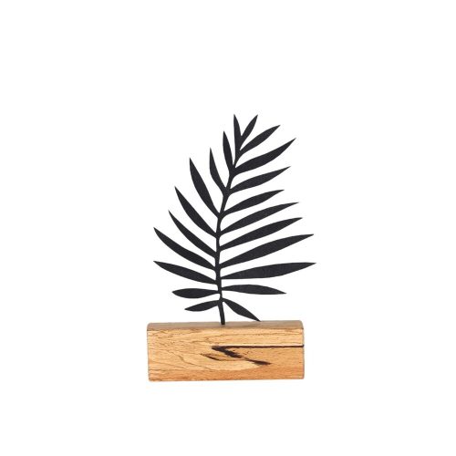 Elegant Black Decorative Object, Metal & Wood, 17x27cm