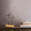 Elegant Black Decorative Object, Metal & Wood, 30x36cm