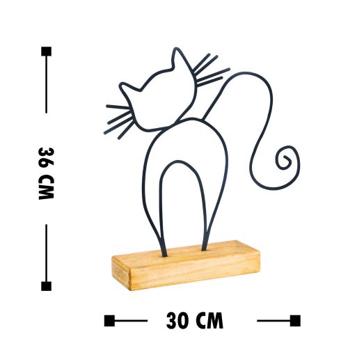 Elegant Black Decorative Object, Metal & Wood, 30x36cm