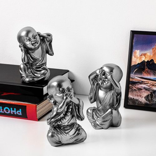 Elegant Silver Decorative Objects (3 Pieces), 8-9 cm | 100% Polyester, Stylish Home Accent