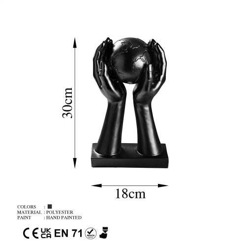 Elegant Black Decorative Object, 30 cm | 100% Polyester