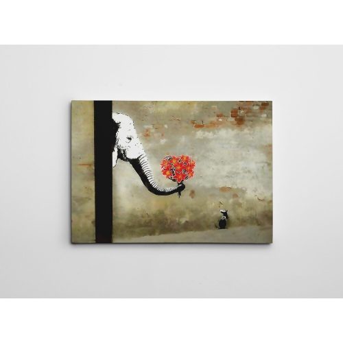 Banksy Decorative Canvas Painting, 50x70 cm, Framed