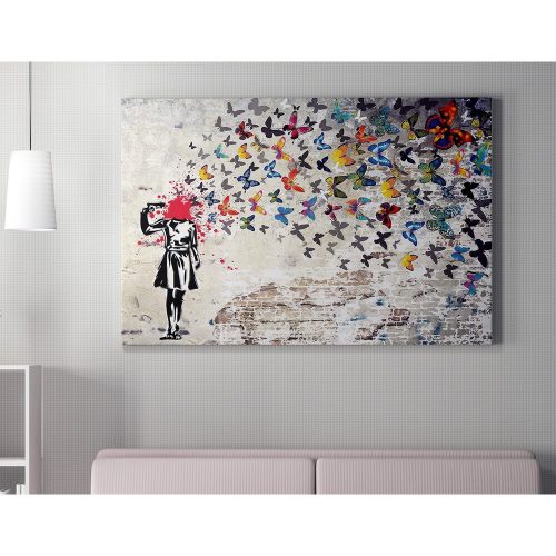 Banksy Decorative Canvas Painting, 50x70 cm, Framed