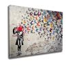 Banksy Decorative Canvas Painting, 50x70 cm, Framed
