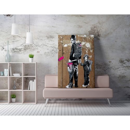 Banksy Decorative Canvas Painting, 50x70 cm, Framed