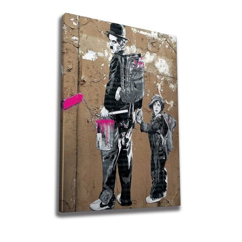 Banksy Decorative Canvas Painting, 50x70 cm, Framed