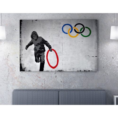 Banksy Decorative Canvas Painting, 70x100 cm, Framed