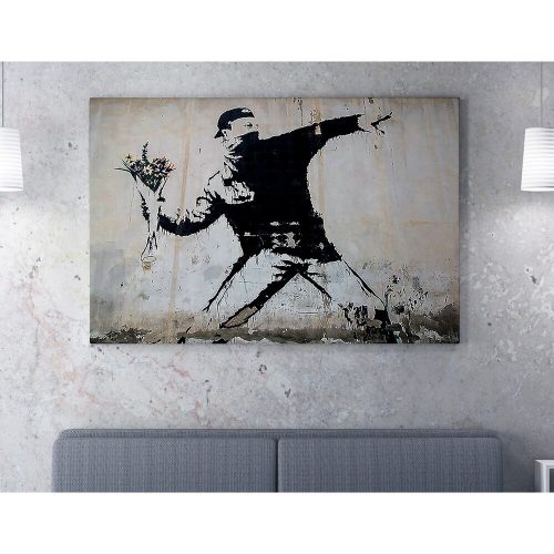 Banksy Decorative Canvas Painting, 70x100 cm, Framed
