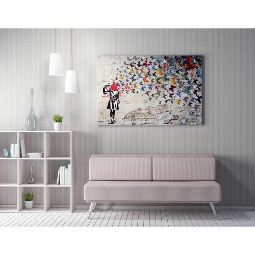 Banksy Decorative Canvas Painting, 70x100 cm, Framed
