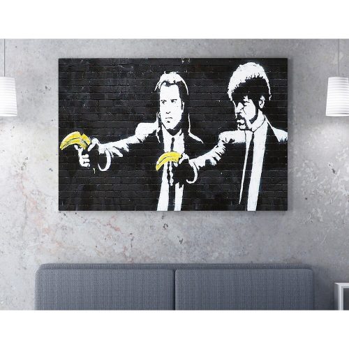 Banksy Pulp Fiction Canvas Art, 70x100 cm, Framed