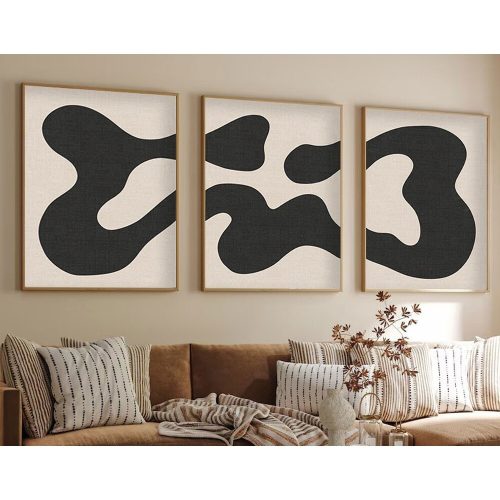 Elegant 3-Piece Framed MDF Painting Set, 50x70 cm