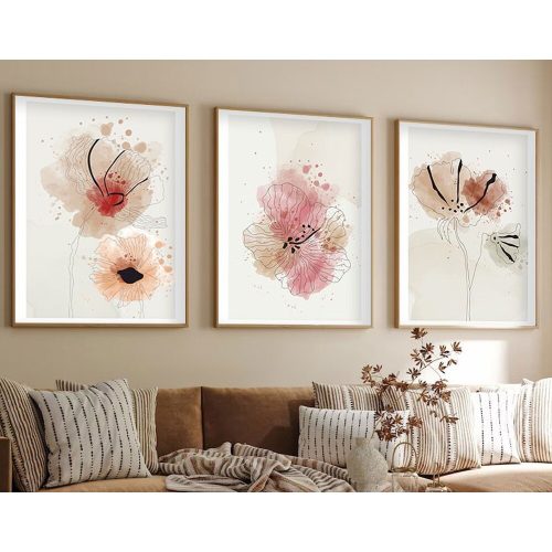 Elegant 3-Piece Framed MDF Painting Set, 50x70 cm
