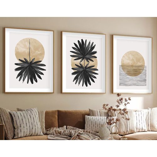 Elegant 3-Piece Framed MDF Painting Set, 50x70 cm