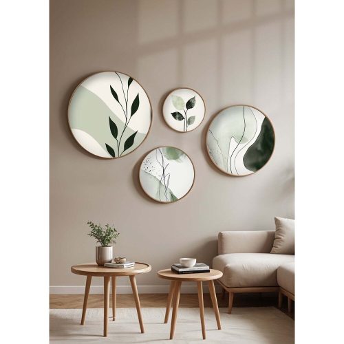 Set of 4 Decorative Framed MDF Paintings, Solid Wood
