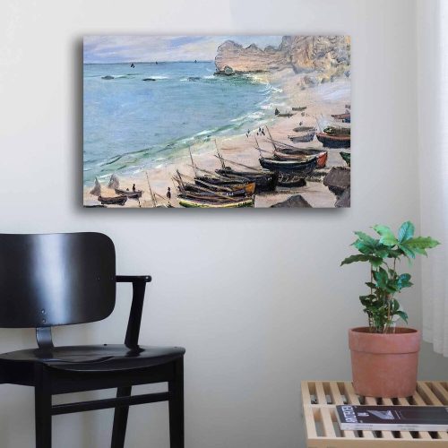 Claude Monet Canvas Art - Boats at Etretat, 45x70 cm