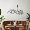 Elegant Black Metal Wall Decor, 120 x 69 cm, 2mm Thick