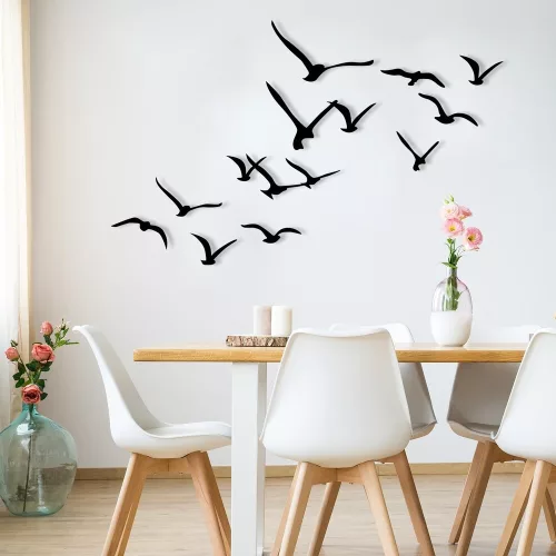 Decorative Metal Wall Birds Set, Black, 100% Metal | 11 Unique Designs, Perfect for Home Decor