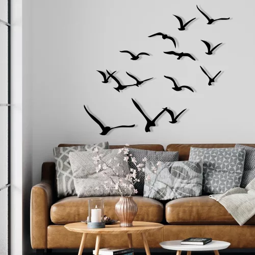 Decorative Metal Wall Birds Set, Black, 100% Metal | 11 Unique Designs, Perfect for Home Decor