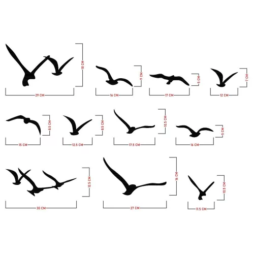 Decorative Metal Wall Birds Set, Black, 100% Metal | 11 Unique Designs, Perfect for Home Decor