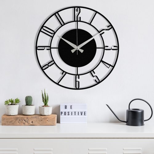 Elegant Black Metal Wall Clock, 48 cm | 100% Metal, 1.2mm