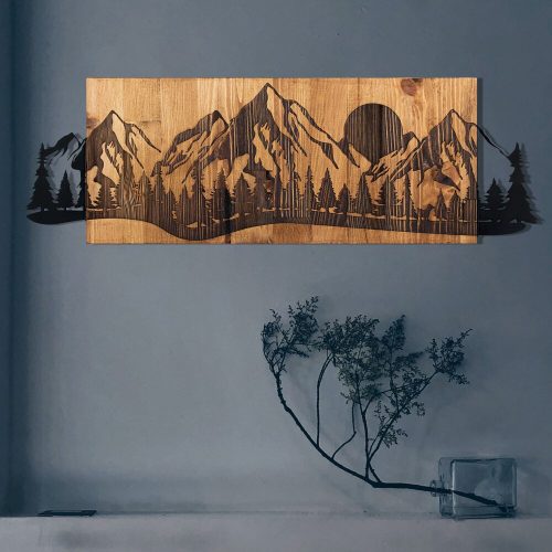 Elegant Wooden Wall Accessory, Black & Walnut, 75.5 x 24.5 cm