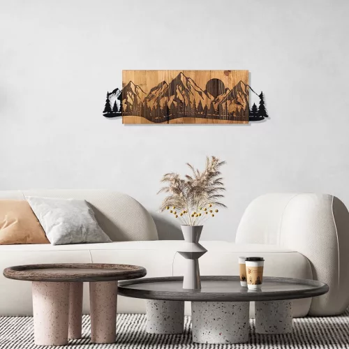 Elegant Wooden Wall Accessory, Black & Walnut, 75.5 x 24.5 cm