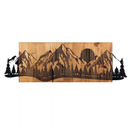 Elegant Wooden Wall Accessory, Black & Walnut, 75.5 x 24.5 cm