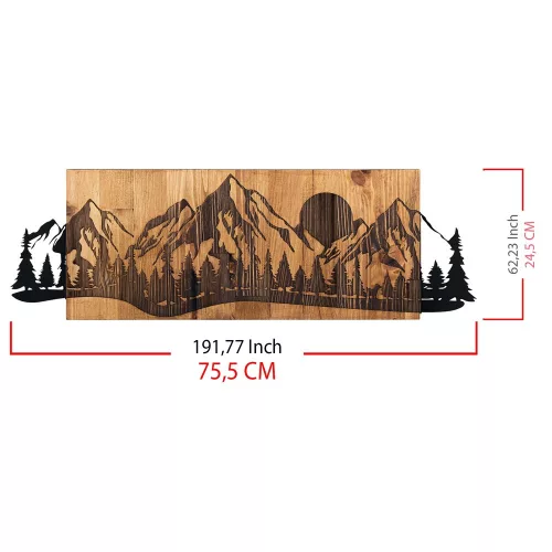 Elegant Wooden Wall Accessory, Black & Walnut, 75.5 x 24.5 cm