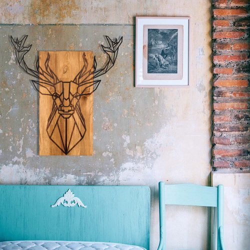 Decorative Wooden Wall Accessory, Black & Walnut, 61x66 cm