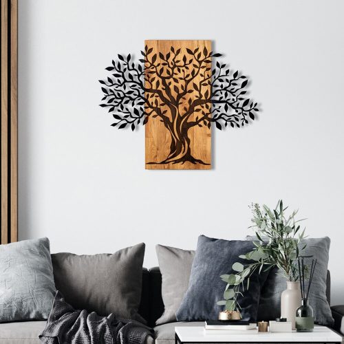 Decorative Wooden Wall Accessory, Black & Walnut, 72x58 cm