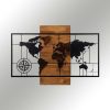 Elegant Wooden Wall Accessory, Black & Walnut, 85x58 cm