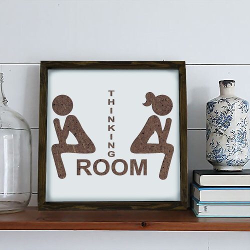 Framed MDF Painting, Brown & White, 34x34 cm | Solid Pine Wood Frame, Elegant Decor for Home