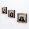 Set of 3 Framed MDF Paintings, Pine Wood Frame, 15cm