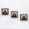 Set of 3 Framed MDF Paintings, Pine Wood Frame, 15cm