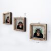 Set of 3 Framed MDF Paintings, Pine Wood Frame, 15cm