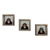 Set of 3 Framed MDF Paintings, Pine Wood Frame, 15cm