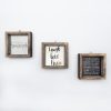 Set of 3 Framed MDF Paintings, Pine Wood Frame, 15cm