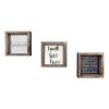 Set of 3 Framed MDF Paintings, Pine Wood Frame, 15cm