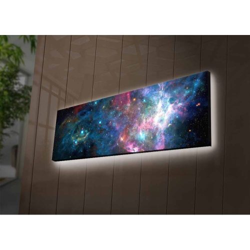 LED Lighted Canvas Painting, 30x90 cm, Suede, Wooden Frame